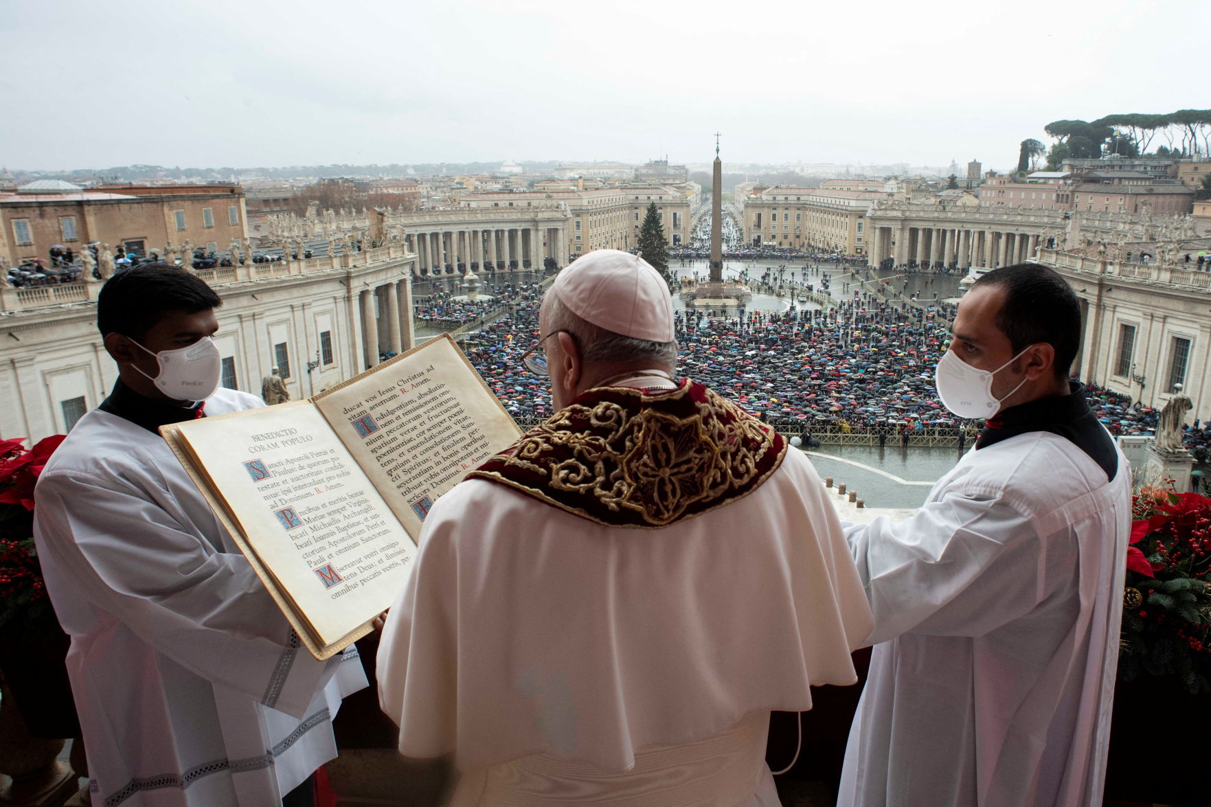 Pope Francis delivers his traditional Christmas Day Urbi et Orbi from the main balcony of St. Peter's Basilica at the Vatican